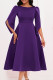 Purple Casual Solid Patchwork Slit O Neck A Line Dresses