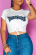 White Street Vintage Print Patchwork O Neck T-Shirts