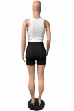 White Sexy Print Letter O Neck Sleeveless Two Pieces