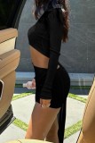 White Casual Solid Patchwork O Neck Long Sleeve Two Pieces