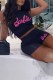 Black Sexy Print Letter O Neck Sleeveless Two Pieces