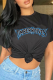 Black Street Vintage Print Patchwork O Neck T-Shirts