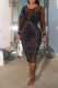 Black Sexy Party Formal Hot Drilling Patchwork See-through Beading O Neck Dresses