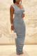 Grey Fashion Sexy Solid Backless Fold U Neck Sleeveless Dress
