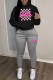Light Gray Casual Print Letter Hooded Collar Long Sleeve Two Pieces