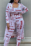 White Sexy Casual Daily Printing Long Sleeve Two Pieces