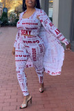 White Sexy Casual Daily Printing Long Sleeve Two Pieces