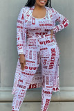 White Sexy Casual Daily Printing Long Sleeve Two Pieces