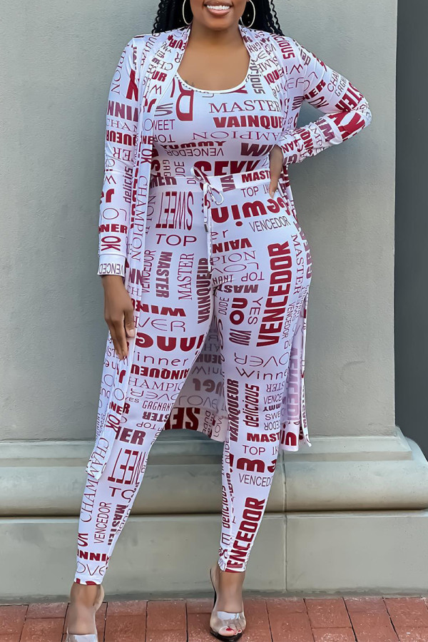 White Sexy Casual Daily Printing Long Sleeve Two Pieces