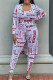 White Sexy Casual Daily Printing Long Sleeve Two Pieces