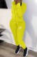 Yellow Casual Letter Embroidered Hooded Collar Long Sleeve Two Pieces