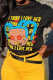 Black Vintage Cute Character Print Patchwork Letter O Neck T-Shirts