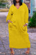 Yellow Casual Solid Patchwork V Neck Long Sleeve Dresses