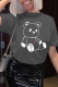 Dark Gray Casual Street Print Patchwork O Neck T-Shirts