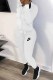 White Casual Letter Embroidered Hooded Collar Long Sleeve Two Pieces