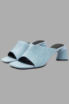 Light Blue Casual Square Wedges Shoes