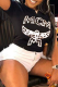 Black Daily Vintage Print Patchwork O Neck T-Shirts