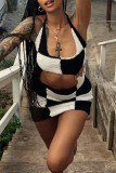 Black Sexy Patchwork Bandage Backless Halter Sleeveless Dress Dresses