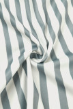 Red Casual Striped Print Patchwork V Neck Short Sleeve Dress