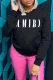 Black Casual Daily Print Letter O Neck Tops