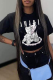 Black Casual Street Print Patchwork O Neck T-Shirts