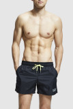 Black Casual Solid Patchwork Board Shorts