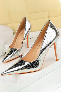 Silver Sexy Reflective Pointed Shoes