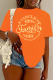 Orange Casual Daily Print Patchwork O Neck T-Shirts