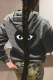 Dark Gray Street Sportswear Print Draw String Hooded Collar Tops