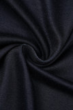 Black Elegant Floral Patchwork O Neck Wrapped Skirt Dresses