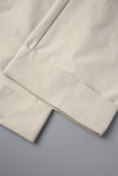 Yellow Casual Solid Patchwork Regular High Waist Conventional Solid Color Trousers