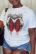 White Street Butterfly Print Patchwork O Neck T-Shirts