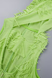 Green Sexy Casual Solid Hollowed Out O Neck Skinny Romper