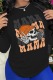 Black Street Daily Print Skull Patchwork O Neck Tops