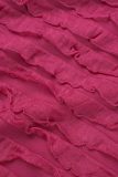 Rose Red Sexy Casual Solid Bandage Backless Halter Long Dress Dresses
