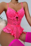White Sexy Solid Hollowed Out Patchwork Backless Lingerie