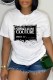 White Casual Print Letter O Neck T-Shirts