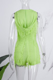 Green Sexy Casual Solid Hollowed Out O Neck Skinny Romper