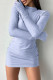 Purple Casual Solid Patchwork Half A Turtleneck Long Sleeve Dresses