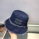 Dark Blue Street Simplicity Letter Embroidered Patchwork Hat