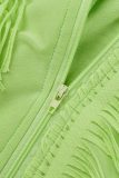 Green Sexy Casual Solid Hollowed Out O Neck Skinny Romper