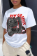 White Casual Street Print Patchwork O Neck T-Shirts