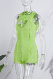 Green Sexy Casual Solid Hollowed Out O Neck Skinny Romper
