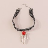 Black Red Casual Patchwork Basic Necklaces