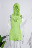 Green Sexy Casual Solid Hollowed Out O Neck Skinny Romper