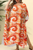 Yellow Plus Size Street Dot Leopard Paisley Patchwork Asymmetrical Printing V Neck Irregular Dress Plus Size Dresses