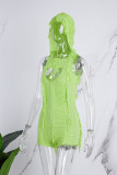 Green Sexy Casual Solid Hollowed Out O Neck Skinny Romper