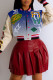 Blue Casual Gradual Change Print Patchwork Buttons Outerwear