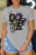Light Gray Casual Daily Print Patchwork O Neck T-Shirts