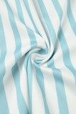 Red Casual Striped Print Patchwork V Neck Short Sleeve Dress